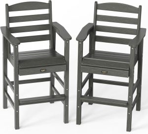 712PoFHiUmL._AC_SL1500_.jpg VINGLI Outdoor Bar Stools Set of 2, HDPE All-Weather Patio Bar Height Chairs Heavy-Duty Tall Adirondack Chairs for...