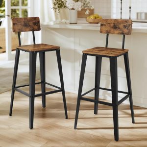 811tE3c9dhL._AC_SL1500_.jpg VASAGLE Set of 2 Bar Stools, Bar Height Stools, 29.1 Inches Tall Barstools with Back, Counter Bar Chairs for Kitchen...